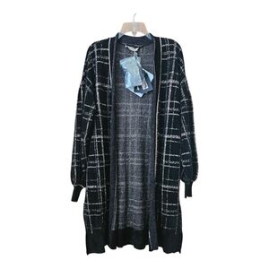 Twinset Jacquard Check Cardigan Womens Size XS NWT Chenille Long Luxury Designer